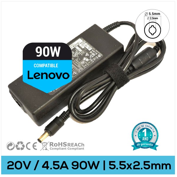 CARGADOR LENOVO COMPATIBLE | 20V / 4.5A | 5.5 x 2.5mm | 90W