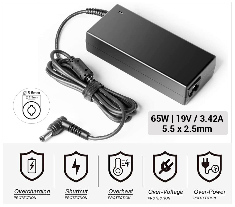 CARGADOR ASUS COMPATIBLE | 19V / 3.42A | 5.5 x 2.5mm | 65W