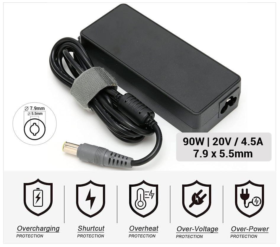 CARGADOR LENOVO COMPATIBLE | 20V / 4.5A | 7.9 x 5.5mm | 90W