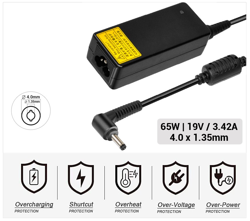 CARGADOR ASUS COMPATIBLE | 19V / 3.42A | 4.0 x 1.35mm | 65W
