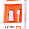CARGADOR LIGHTNING IPHONE 5/6 2 EN 1 COCHE | BLANCO