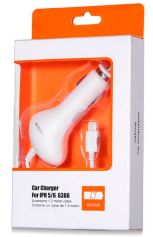 CARGADOR LIGHTNING IPHONE 5/6 COCHE | BLANCO
