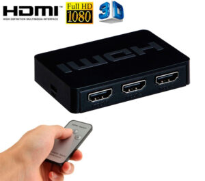 HDMI SWITCH 3 EN 1 CON MANDO | SOPORTE 1080P 3D | NEGRO