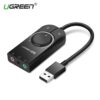 ADAPTADOR DE SONIDO UGREEN EXTERNO USB A DC JACK AUDIO 3.5mm