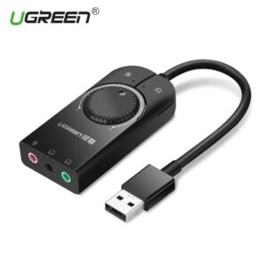 ADAPTADOR DE SONIDO UGREEN EXTERNO USB A DC JACK AUDIO 3.5mm