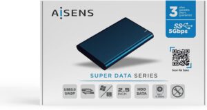 CAJA EXTERNA AISENS ASE-2525PB DISCOS HDD/SSD SATA 2.5 · USB 3.0 (USB3.1 GEN1)