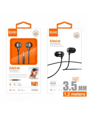 AURICULARES METAL 3.5MM NEGRO | H24A