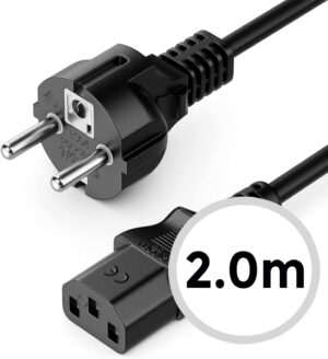 CABLE DE ALIMENTACIÓN DE 3 POLOS PARA PC / MONITOR EUROPEO 2M