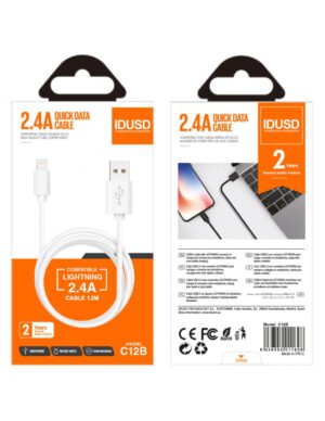 CABLE LIGHTNING 1.2M 2.4A BLANCO | C12B