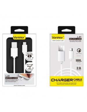 CABLE MICRO USB 1METRO 2A PVC | BLANCO