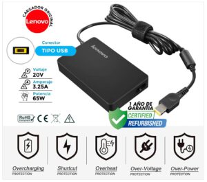 CARGADOR LENOVO ORIGINAL | 20V / 3.25A | SQUARE | 65W SLIM ( REACONDICIONADO )