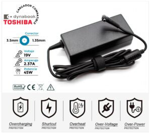 CARGADOR TOSHIBA DYNABOOK | 19V / 2.37A | 3.5 x 1.35mm | 45W