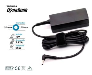 CARGADOR TOSHIBA DYNABOOK COMPATIBLE | 19V / 3.42A | 3.5 x 1.35mm | 65W