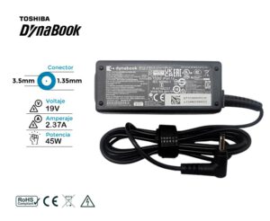 CARGADOR TOSHIBA DYNABOOK ORIGINAL 45W · 19V / 2.37A · 3.5 x 1.35mm