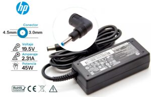CARGADOR HP 45W ORIGINAL 19.5V / 2.31A · 4.5 x 3.0mm ( con adaptador )