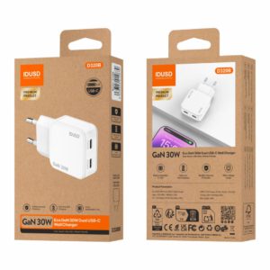 CARGADOR RÁPIDO GaN PD 30W CON DOS PUERTO TIPO C · IDUSD D320B