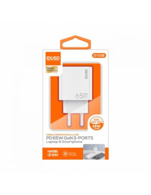 CARGADOR RÁPIDO GAN PD 65W TRES PUERTOS | IDUSD D150B