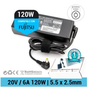 CARGADOR FUJITSU COMPATIBLE | 20V / 6.0A | 5.5 x 2.5mm | 120W