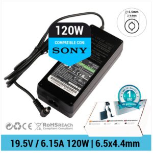 CARGADOR SONY COMPATIBLE | 19.5V / 6.15A | 6.5 x 4.4mm | 120W