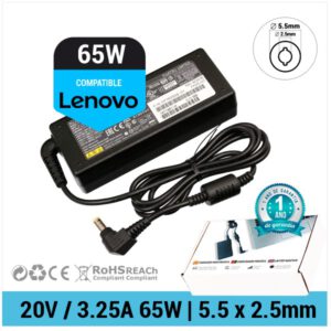 CARGADOR LENOVO COMPATIBLE | 20V / 3.25A | 5.5 x 2.5mm | 65W