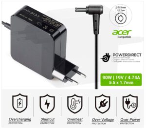 CARGADOR ACER COMPATIBLE | 19V / 4.74A | 5.5 x 1.7mm | 90W DIRECTO A PARED ( SIN CABLE )