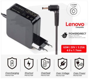 CARGADOR LENOVO COMPATIBLE | 20V / 3.25A | 4.0 x 1.7mm | 65W DIRECTO A PARED ( SIN CABLE )