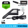 CARGADOR DE COCHE DELL | 19.5V / 2.31A | 4.5 x 3.0mm | 45W
