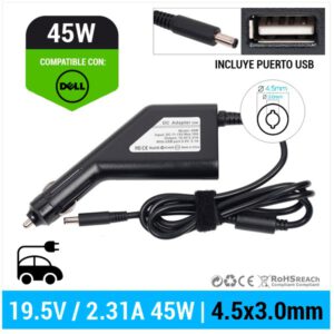CARGADOR DE COCHE DELL | 19.5V / 2.31A | 4.5 x 3.0mm | 45W