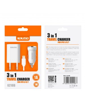 CARGADOR LIGHTNING IPHONE 5/6 3 EN 1 | BLANCO