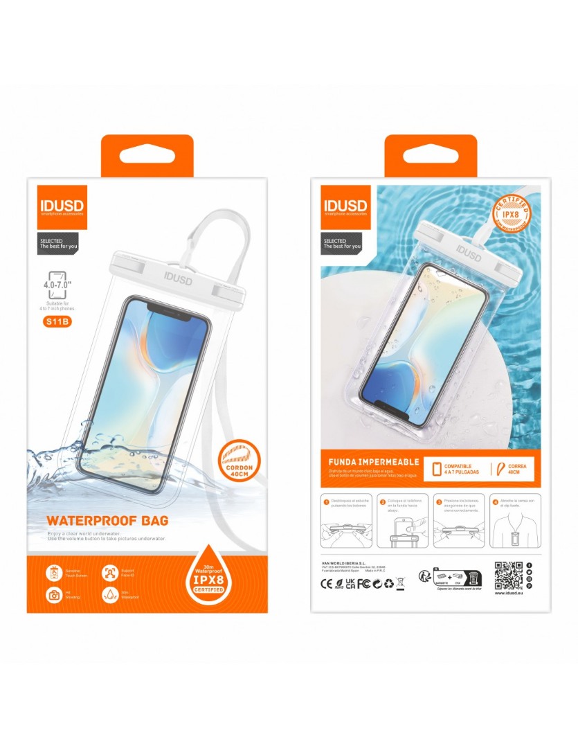FUNDA DE PLAYA TRANSPARENTE COLOR BLANCO | IDUSD S11B