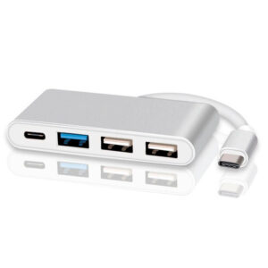 ADAPTADOR USB 3.1 TIPO C A HUB CON 2xUSB 2.0 1 Y 1xUSB 3.1 TIPO C | COLOR PLATA/SILVER