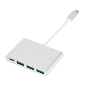 ADAPTADOR USB 3.1 TIPO C A HUB CON 3 PUERTOS USB 3.0 Y PUERTO USB TIPO C | COLOR PLATA / SILVER