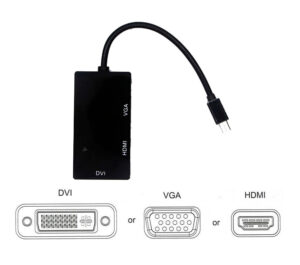 ADAPTADOR 3 EN 1 MINI DP DISPLAYPORT A HDMI/DVI/VGA | NEGRO