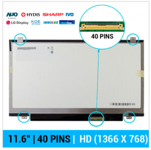 PANTALLA 11.6" | SLIM HD LED | 40 PINS | PESTAÑAS ARRIBA Y ABAJO