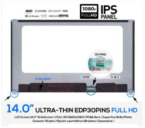 PANTALLA 14.0 LED SLIM FULL HD 30 PINS EDP PESTAÑAS INFERIORES