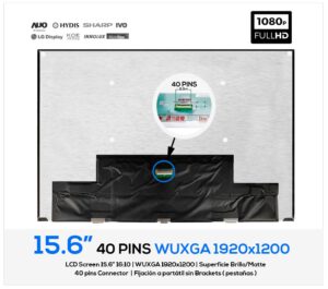 PANTALLA 15.6" LG LP156WU1(SP)(B1) WUXGA (1920x1200) 40 PINS SIN BRACKETS