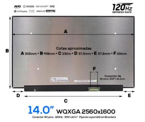 PANTALLA 14.0 BOE NE140QDM-NX2 V18.0 V18.2