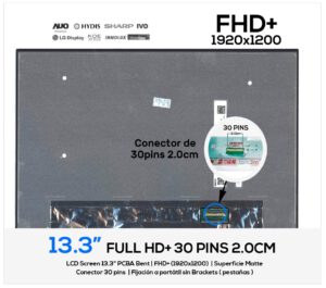 PANTALLA 13.3 FHD+ ( 1920x1200 ) MATE 30 PINS SIN BRACKETS PCBA BENT