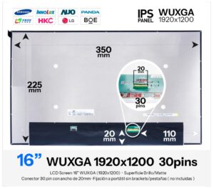 PANTALLA 16.0 BOE NV160WUM-N63 ( MODELO CON CONECTOR DE 30 PINS Y 2CM )