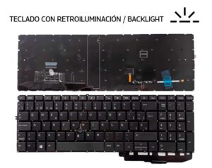 TECLADO ESPAÑOL HP ZBOOK FIREFLY 15 G7 FIREFLY 15 G8 SERIES SIN MARCO COLOR NEGRO CON RETROILUMINACION Y CON POINTSTICK | L89916-001 L89916-081