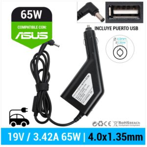 CARGADOR DE COCHE ASUS| 19V / 3.42A | 4.0 x 1.35mm | 65W