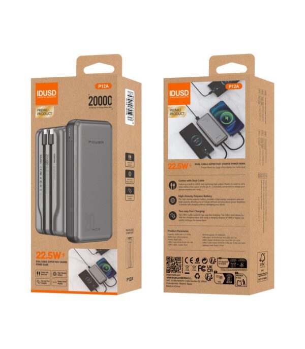 BATERIA EXTERNA POWERBANK ECO POWER MAX 20000MAH 22.5W | IDUSD P12A