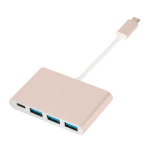 ADAPTADOR USB 3.1 TIPO C A HUB CON 3 PUERTOS USB Y PUERTO USB TIPO C | COLOR ORO/GOLD