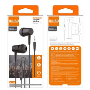 AURICULARES ESTÉREO CON MICRÓFONO | NEGRO