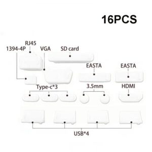 PACK DE 16 TAPONES ANTIPOLVO PARA PUERTOS DE PORTATIL COLOR BLANCO