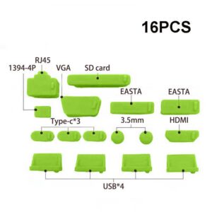 PACK DE 16 TAPONES ANTIPOLVO PARA PUERTOS DE PORTATIL COLOR VERDE