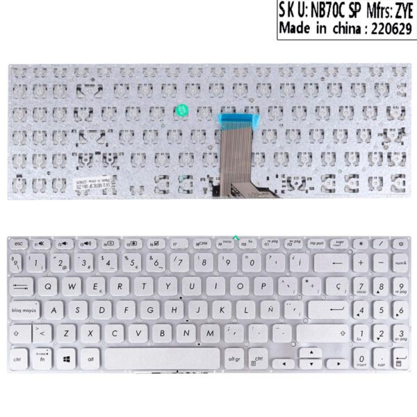 TECLADO ESPAÑOL ASUS VIVOBOOK S530UA S530UN S530FA S5300F S5300FN SERIES SIN FRAME COLOR PLATA/SILVER