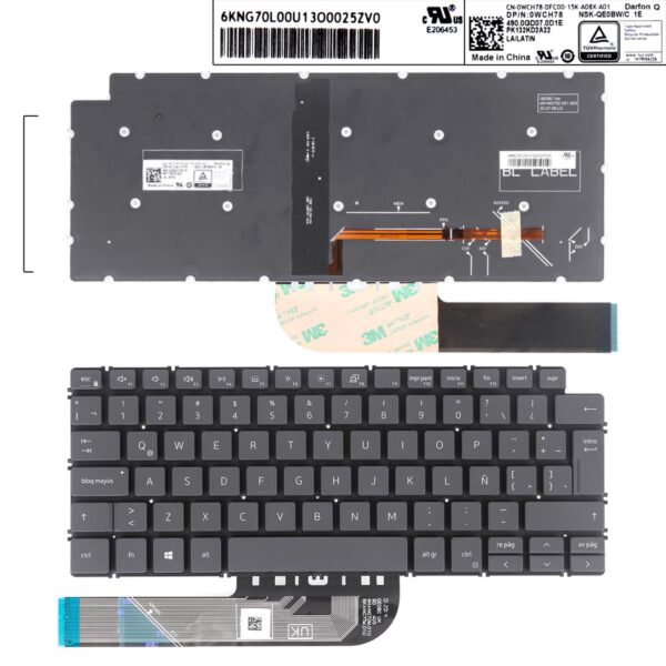 TECLADO LATINO DELL INSPIRON 13-5390 5391 7391 14-5490 5491 7491 5498 7490 5493 SERIES SIN FRAME RETROILUMINADO | 0WCH78
