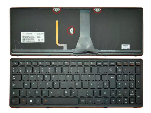 TECLADO ESPAÑOL LENOVO | G500S | NEGRO  | MARCO NEGRO | RETROILUMINADO