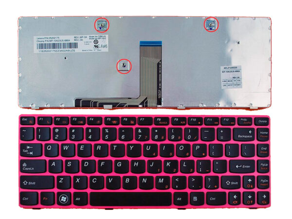 TECLADO INGLÉS LENOVO | IDEAPAD Z480 NEGRO | MARCO ROSA